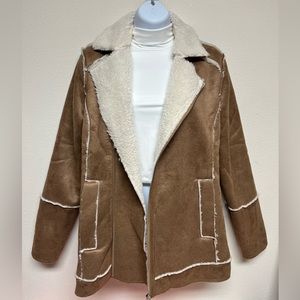 NWT Brown Jacket With White Faux Fur - 2 Size: M     And 1 Size: S